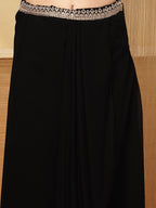Women's Black Solid & Embroidered Georgette Co-Ords Set