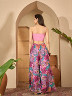 Women's Blush Floral Printed & Embroidered Georgette Co-Ord Set