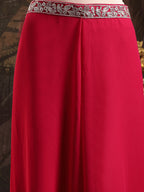 Women's Pink Solid & Embroidered Georgette Co-ord Set