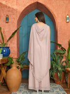 Women's Pink Solid & Embroidered Poly Georgette Co-Ord Set