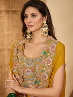 Women's Yellow Solid & Embroidered Georgette Co-Ord Set