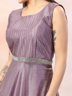 Women's Lavender Party Wear Shimmer Lycra Gown