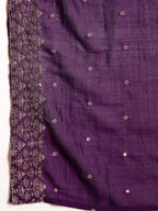 Women's Violet Embroidered Party Wear Georgette Gown With Dupatta