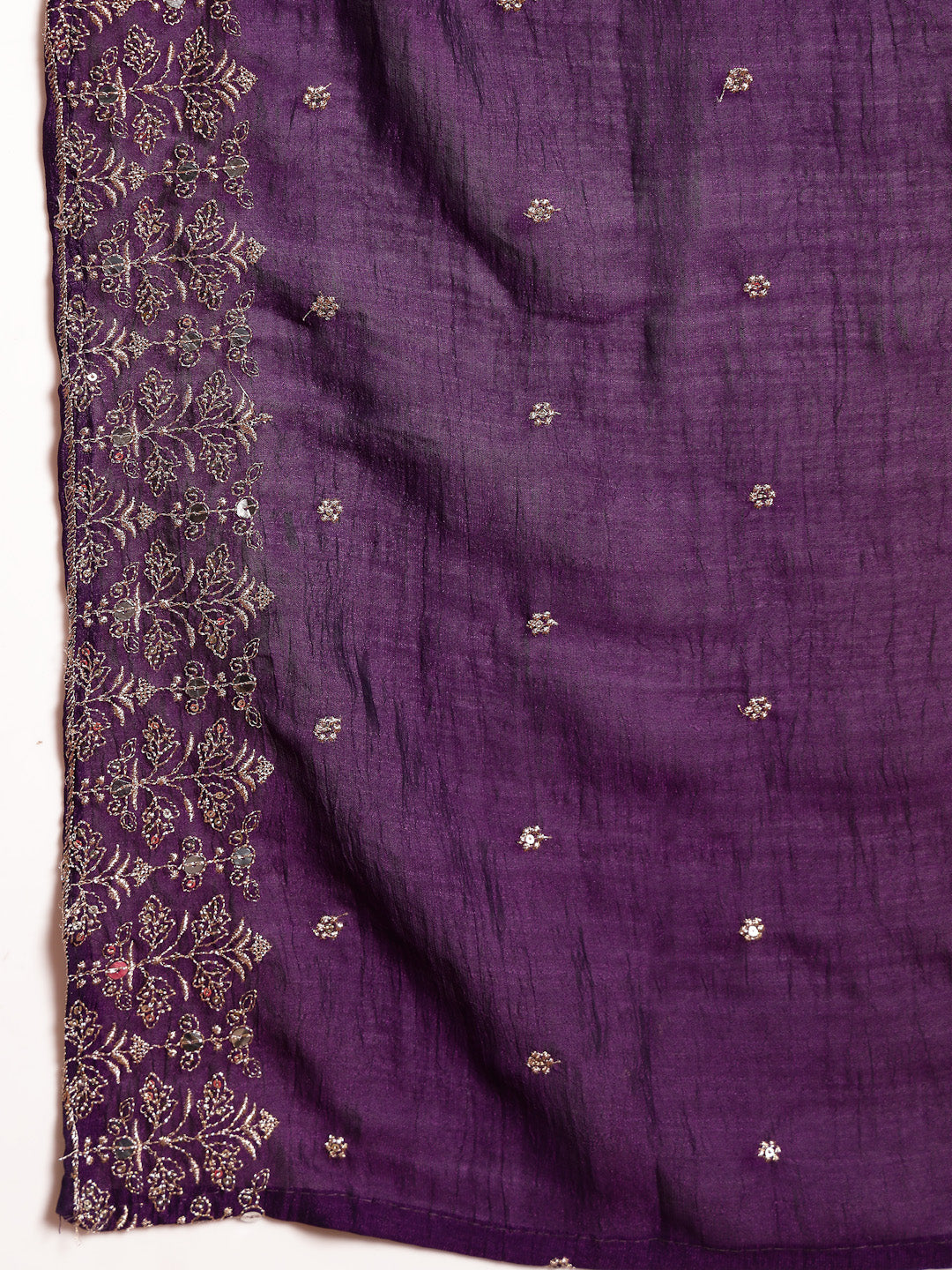 Women's Violet Embroidered Party Wear Georgette Gown With Dupatta