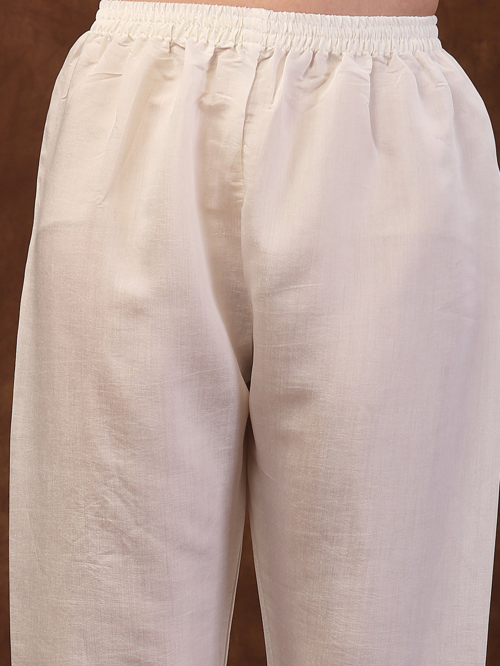 Women's Off White Embroidered Silk Blend Straight Kurta Pant Dupatta Set