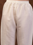 Women's Off White Embroidered Silk Blend Straight Kurta Pant Dupatta Set
