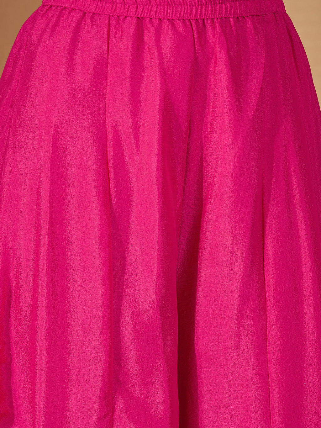 Women's Pink Solid & Embroidered Chinon A-Line Kurta Palazzo Dupatta Set
