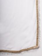 Women's White Georgette Embroidered Teired Kurta Pant Dupatta Set