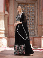 Women's Solid & Embroidered Georgette Lehenga Dupatta with Blouse