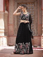 Women's Solid & Embroidered Georgette Lehenga Dupatta with Blouse