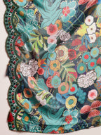Women's Green Floral Printed & Embroidered Silk Blend Lehenga Choli With Dupatta