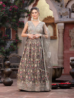 Women's Floral Printed & Embroidered Silk Blend Lehenga Dupatta with Blouse