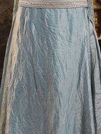 Women's Grey Solid & Embroidered Silk Blend Lehenga Choli With Dupatta