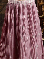 Women's Lavender Embroidered Chinon Lehenga Choli With Dupatta