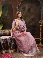 Women's Lavender Embroidered Chinon Lehenga Choli With Dupatta
