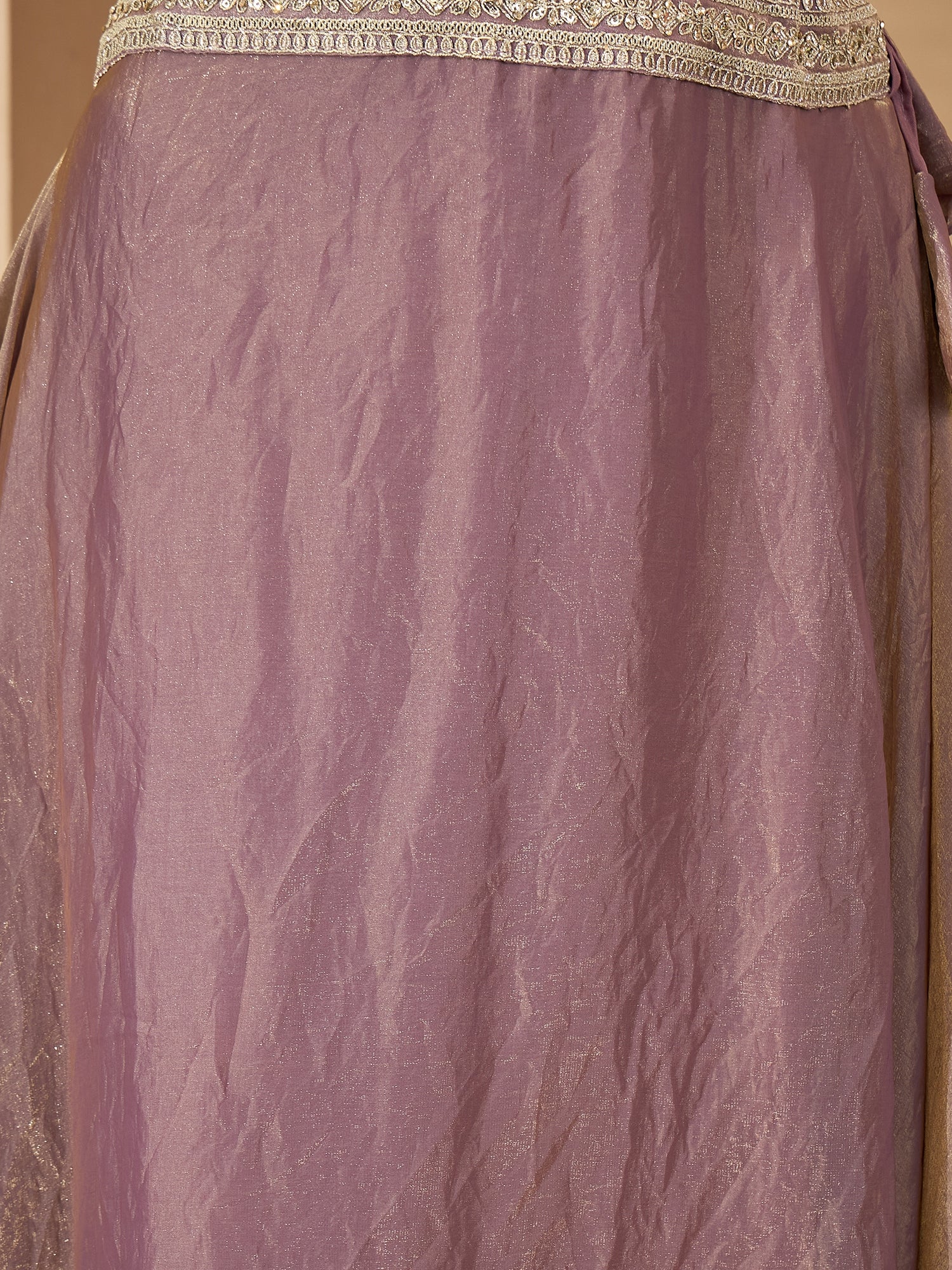 Women's Lavender Solid & Embroidered Georgette Lehenga Choli With Dupatta