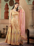 Women's Floral Printed Silk Blend Lehenga Dupatta with Blouse