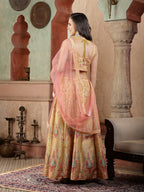 Women's Floral Printed Silk Blend Lehenga Dupatta with Blouse