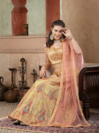 Women's Floral Printed Silk Blend Lehenga Dupatta with Blouse