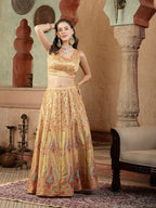 Women's Floral Printed Silk Blend Lehenga Dupatta with Blouse