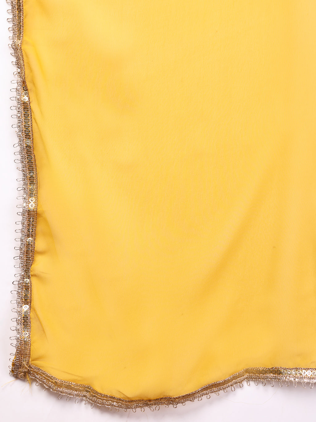 Women's Mustard Embroidered Georgette Lehenga & Blouse with Dupatta
