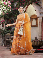 Women's Floral Printed & Embroidered Oranza Lehenga Dupatta with Blouse