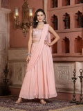 Women's Printed & Embroidered Georgette Draped Lehenga Saree with Blouse