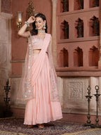 Women's Printed & Embroidered Georgette Draped Lehenga Saree with Blouse