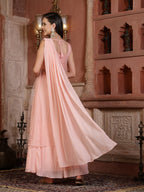 Women's Printed & Embroidered Georgette Draped Lehenga Saree with Blouse