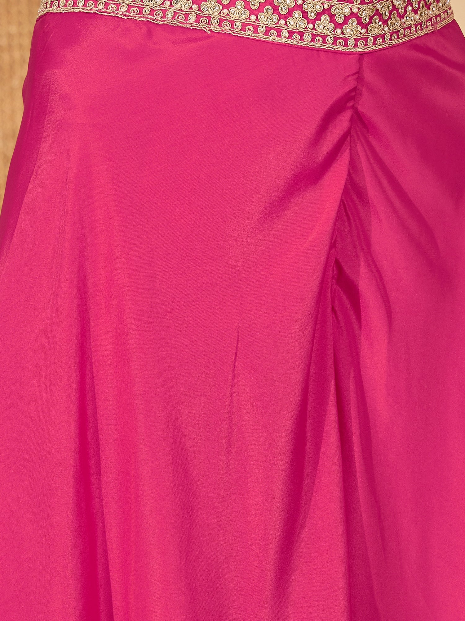 Women's Pink Embroidered Satin Lehenga Choli With Shrug