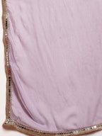 Women's Purple Floral Printed & Embroidered Silk Blend Lehenga Choli With Dupatta