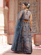 Women's Printed Silk Blend Lehenga Dupatta with Blouse