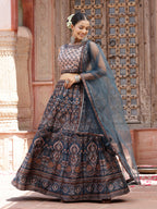 Women's Printed Silk Blend Lehenga Dupatta with Blouse