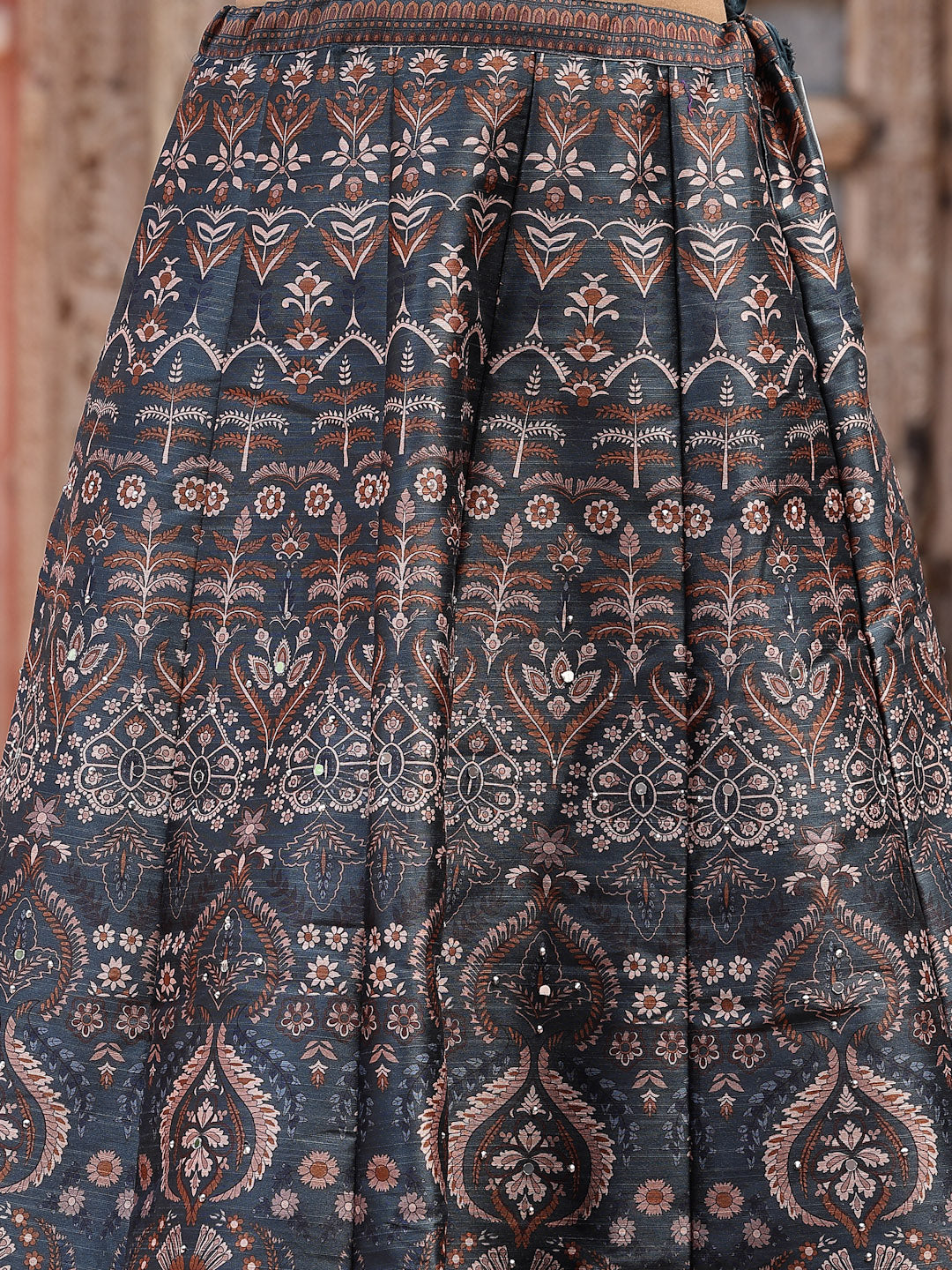 Women's Printed Silk Blend Lehenga Dupatta with Blouse