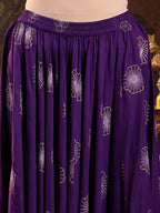 Women's Violet Embroidered Rayon Lehenga Choli With Shrug