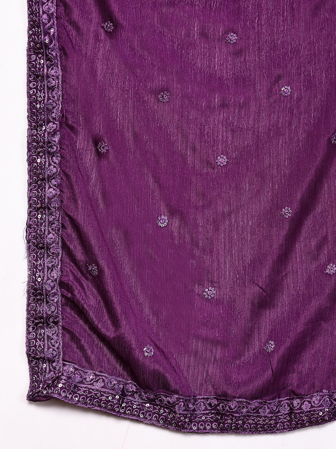 Women's Violet Embroidered Georgette Lehenga & Blouse with Dupatta