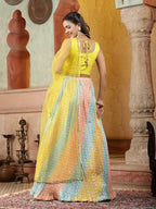 Women's Printed & Embroidered Silk Blend Lehenga Dupatta with Blouse