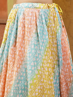 Women's Printed & Embroidered Silk Blend Lehenga Dupatta with Blouse