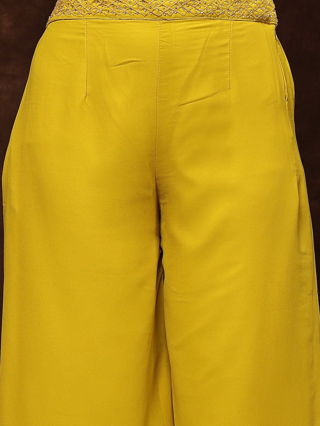 Women's Mustard Embellished Party Wear Georgette Palazzo & Blouse with Jacket