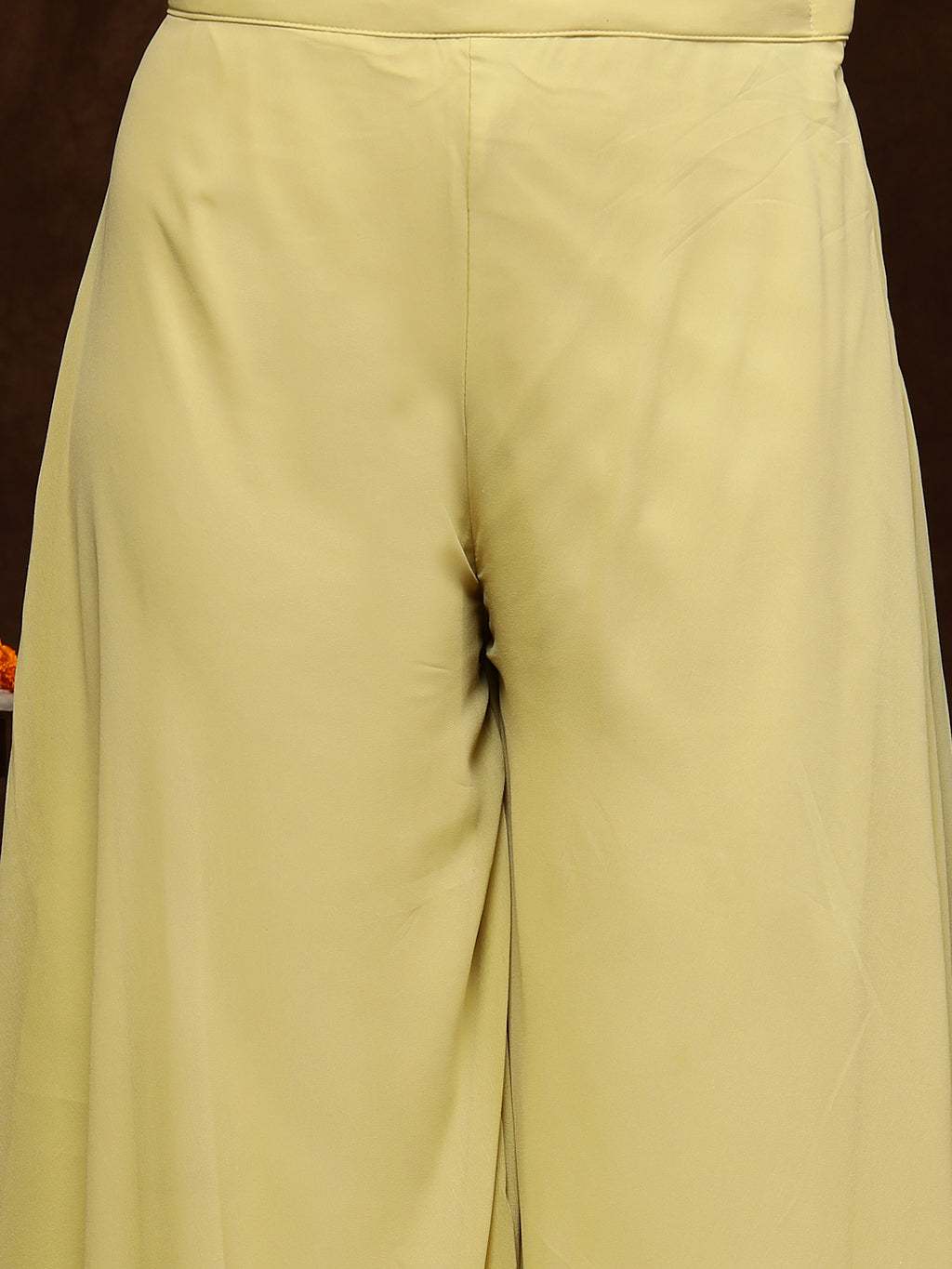 Women's Beige Printed Party Wear Georgette Palazzo & Blouse with Jacket