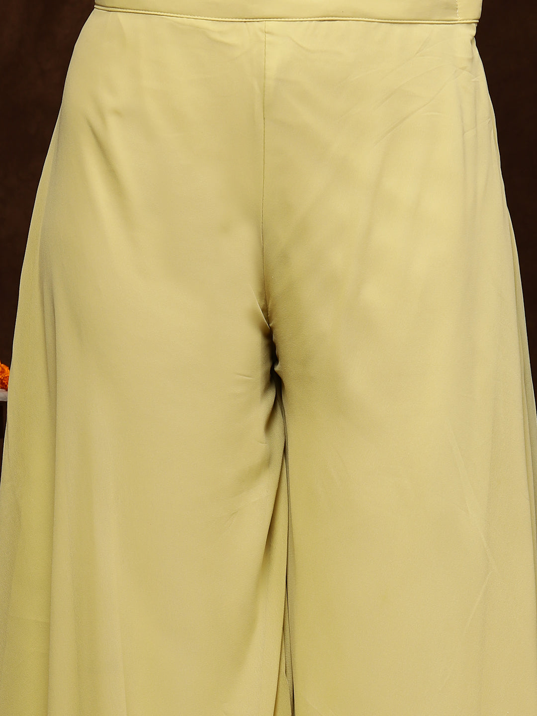 Women's Beige Printed Party Wear Georgette Palazzo & Blouse with Jacket