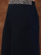 Women's Teal Embellished Party Wear Georgette Palazzo & Blouse with Dupatta