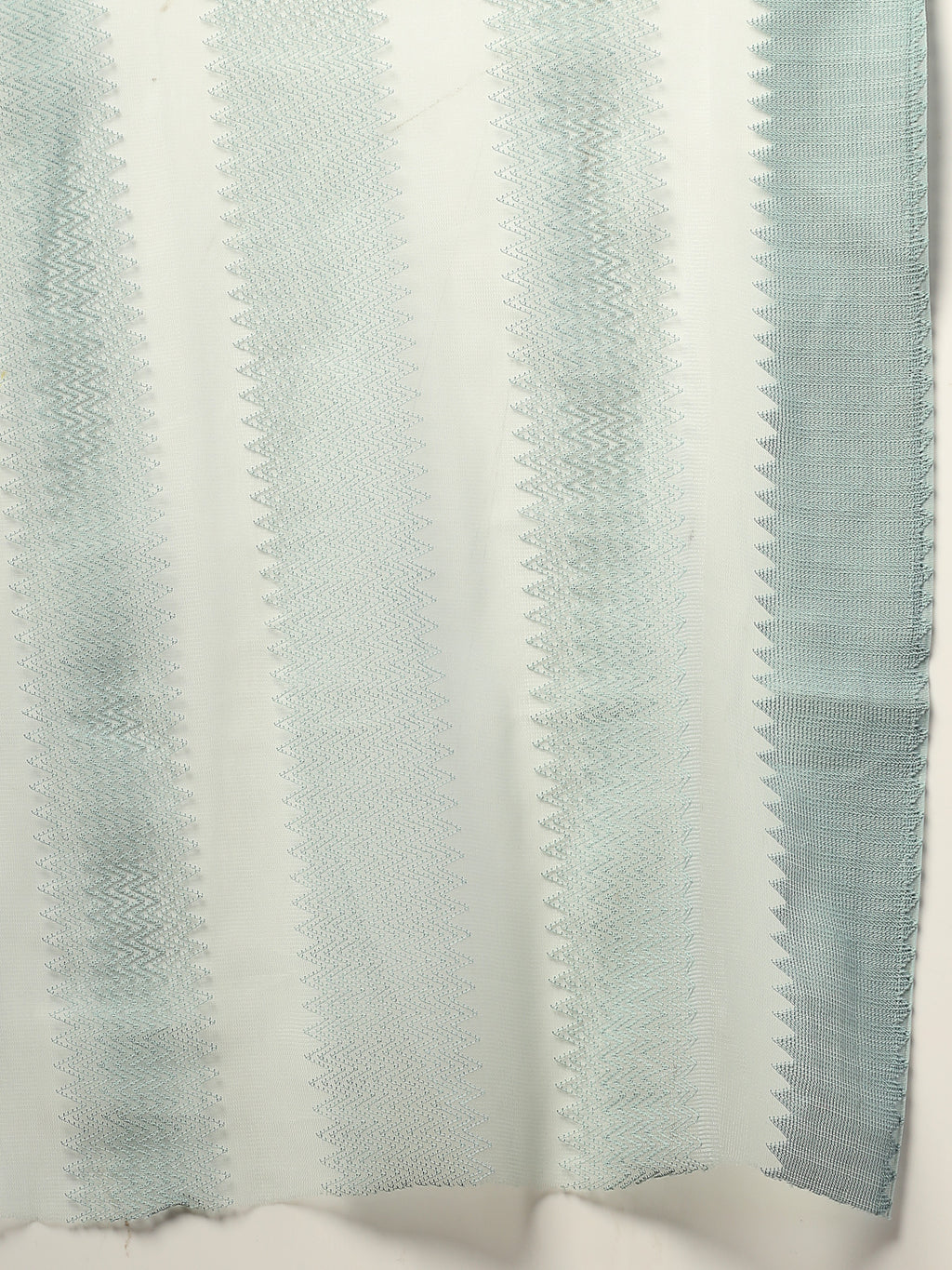 Women's Aqua Ethnic Striped Embroidered Net Saree