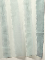 Women's Aqua Ethnic Striped Embroidered Net Saree