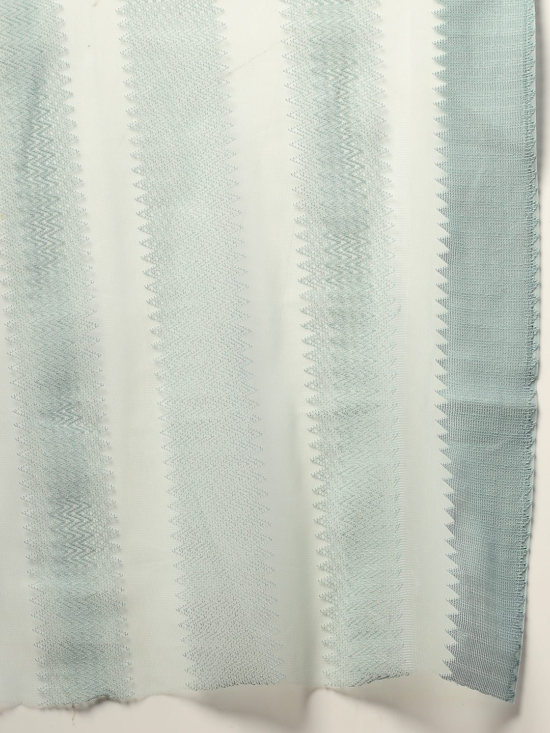 Women's Aqua Ethnic Striped Embroidered Net Saree