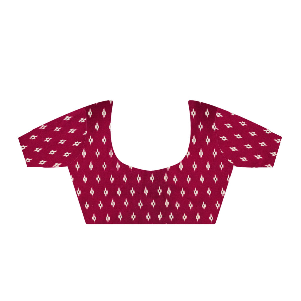 Women's Maroon Printed Satin Saree with Unstitched Blouser Piece