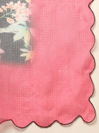 Women's Blue Floral Digital Print Supernet Saree