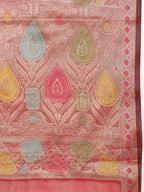 Women's Maroon Ethnic Motifs Zari Border Organza Saree