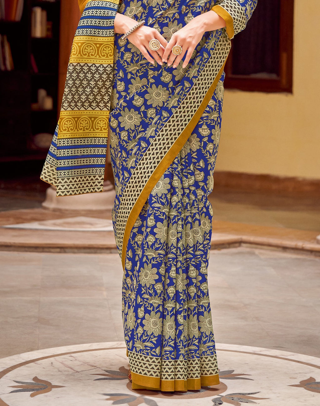 Women's Purple Floral Printed Bhagalpuri Silk Saree