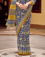 Women's Purple Floral Printed Bhagalpuri Silk Saree